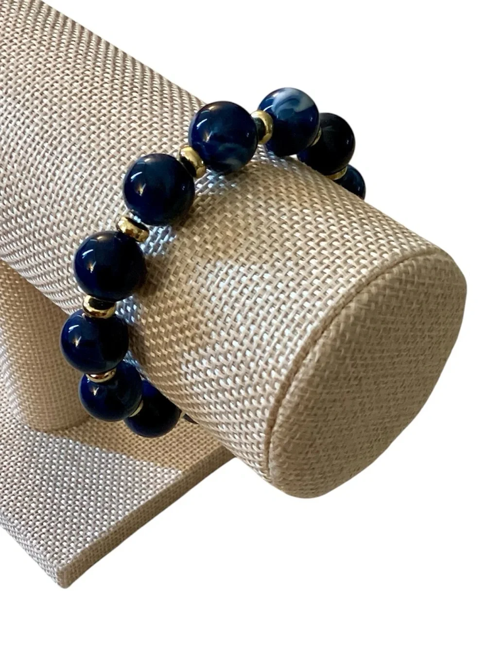 Boho Style Milky Blue/Gold Beaded Stretch Bracelet (NWT)